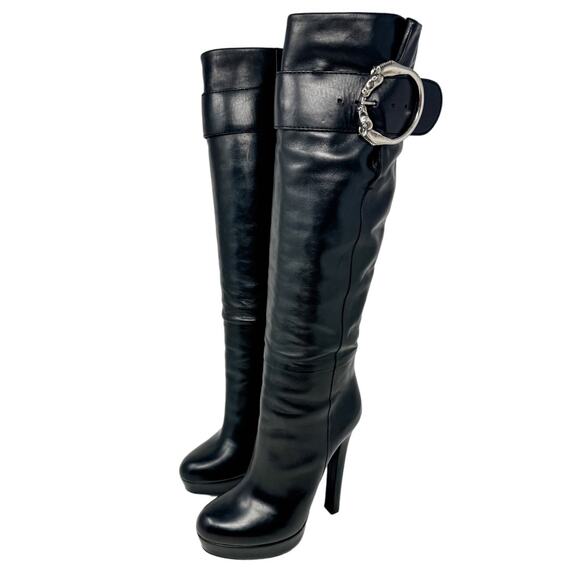 Gucci Josephine Black Horsehead Horsebit Knee High Tall Platform Boots size 38.5 - Picture 16 of 16